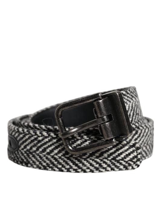 Black White Silver Tone Metal Buckle Belt-Dolce & Gabbana-LabelTerrace.com