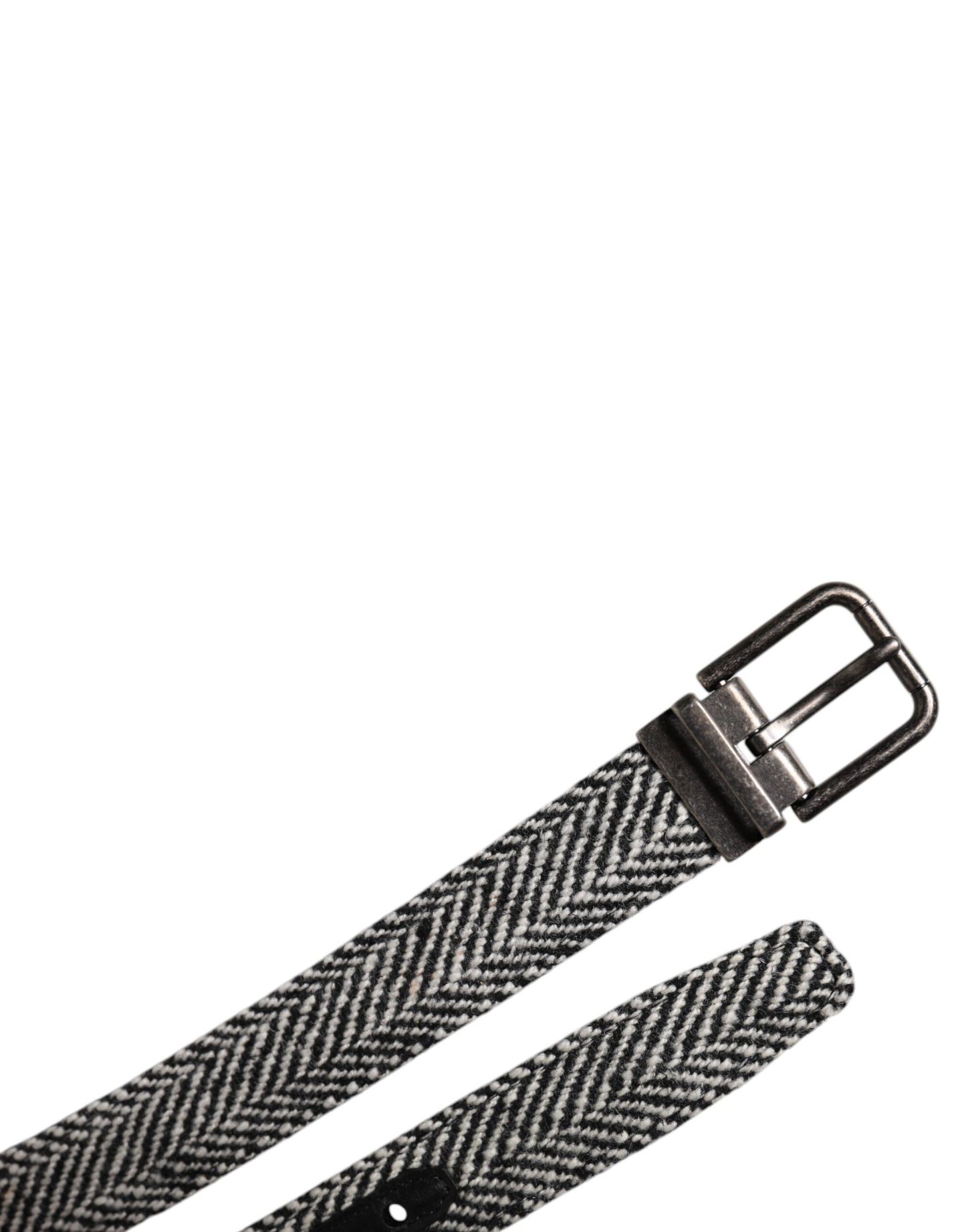 Black White Silver Tone Metal Buckle Belt-Dolce & Gabbana-LabelTerrace.com