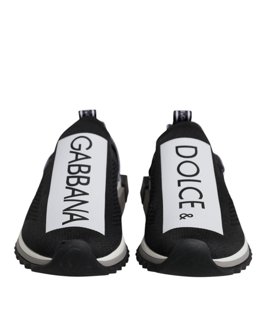 Black White Slip On Sorrento Sneakers Shoes-Dolce & Gabbana-LabelTerrace.com