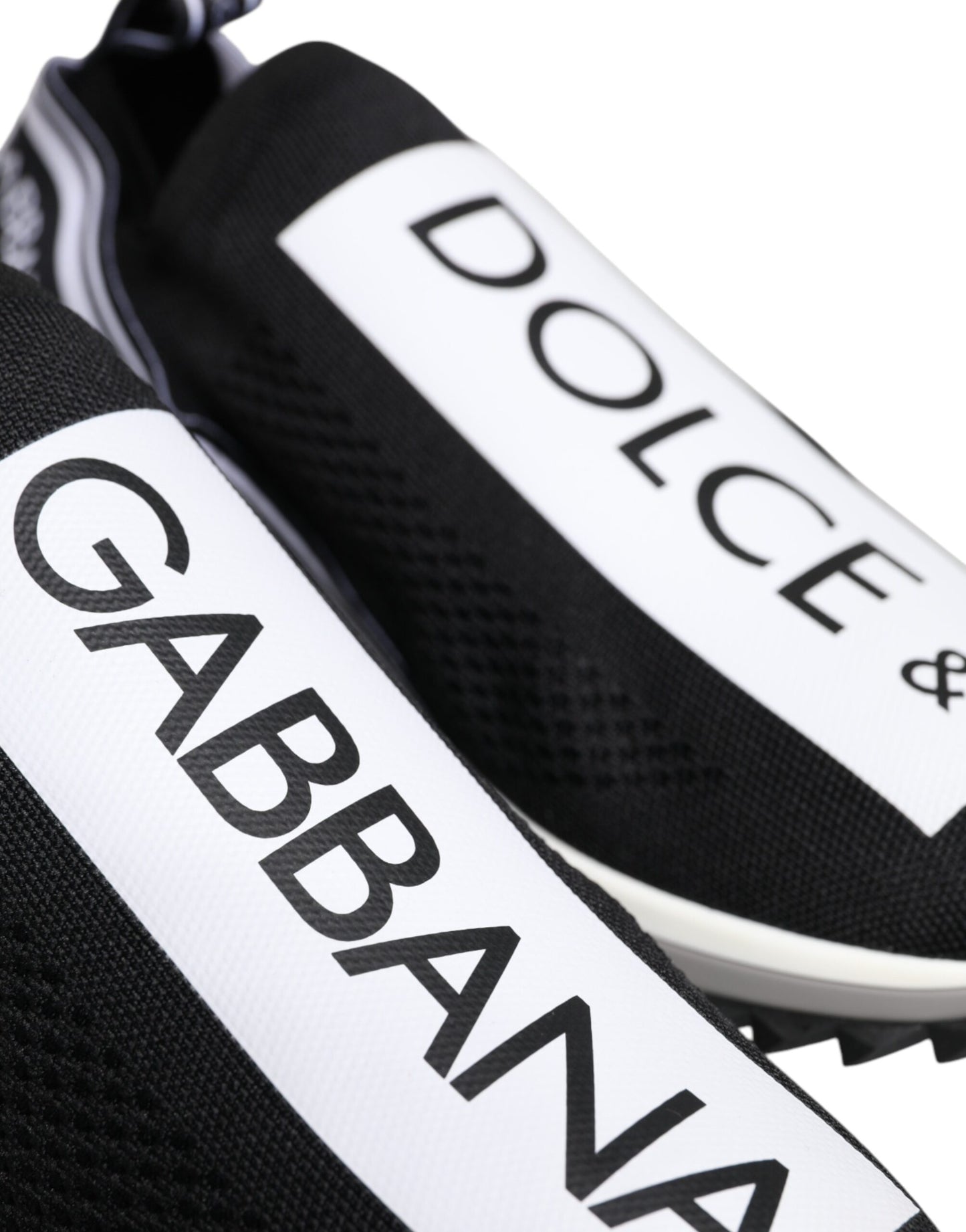 Black White Slip On Sorrento Sneakers Shoes-Dolce & Gabbana-LabelTerrace.com