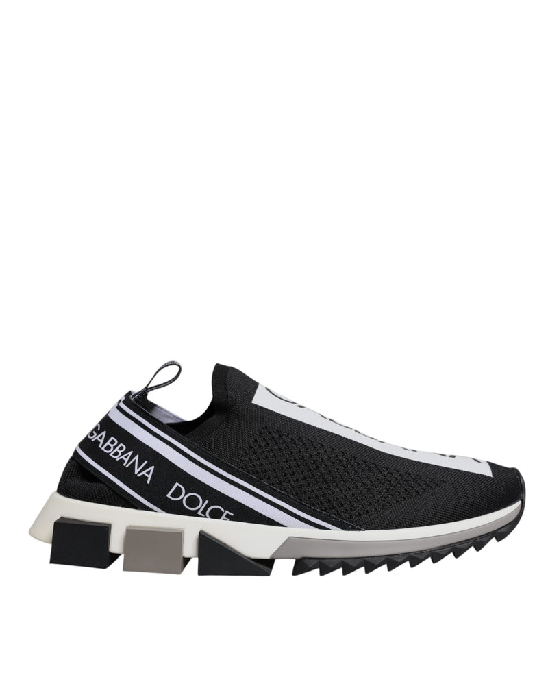 Black White Slip On Sorrento Sneakers Shoes-Dolce & Gabbana-LabelTerrace.com
