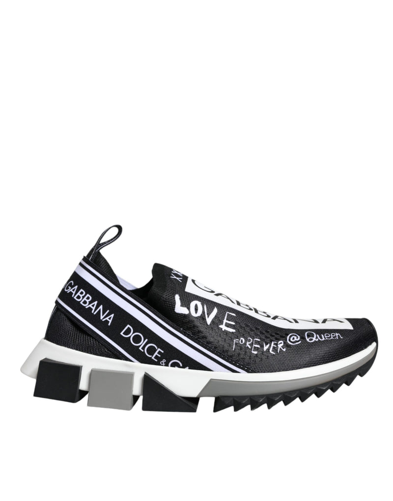 Black White Sorrento Low Top Sneakers Shoes-Dolce & Gabbana-LabelTerrace.com