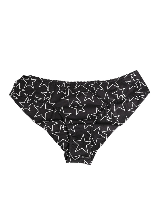 Black White Star Print Cotton Slip Panty Underwear-Dolce & Gabbana-LabelTerrace.com
