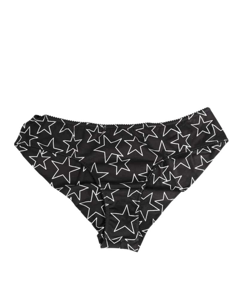 Black White Star Print Cotton Slip Panty Underwear-Dolce & Gabbana-LabelTerrace.com