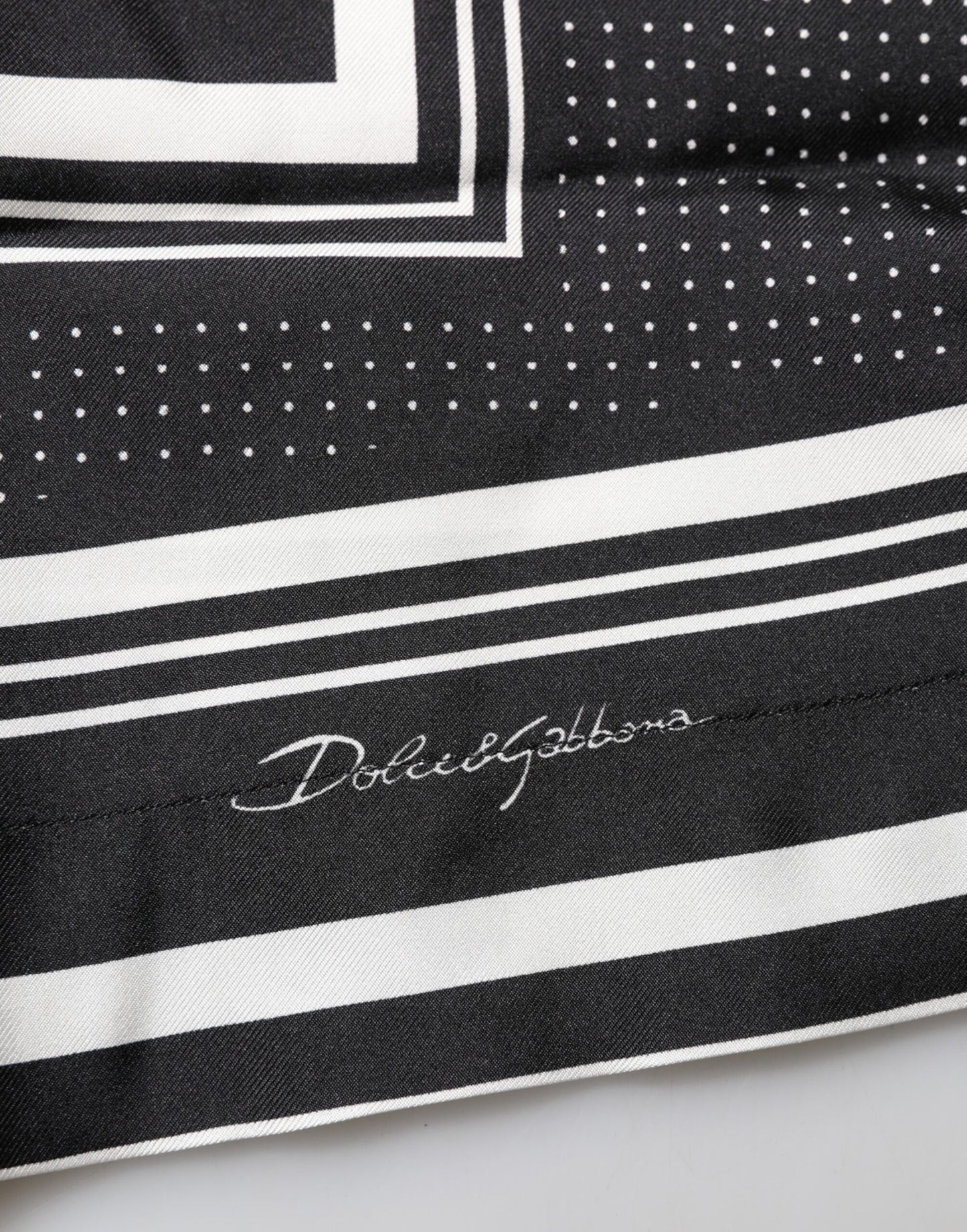 Black White StripeDot Print Casual Polo Shirt-Dolce & Gabbana-LabelTerrace.com