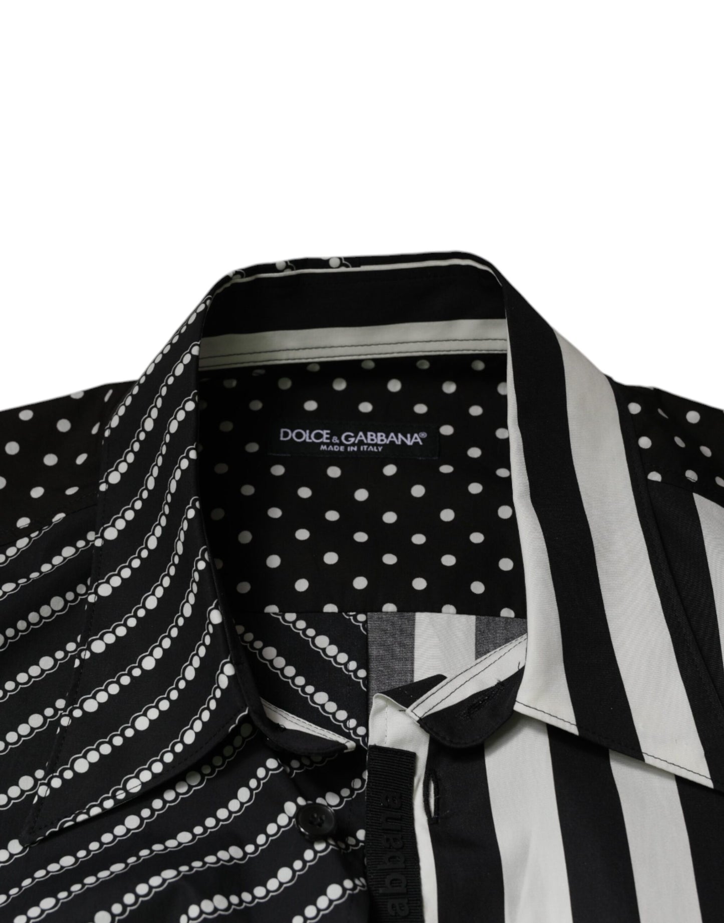 Black White Striped Button Down Casual Shirt-Dolce & Gabbana-LabelTerrace.com