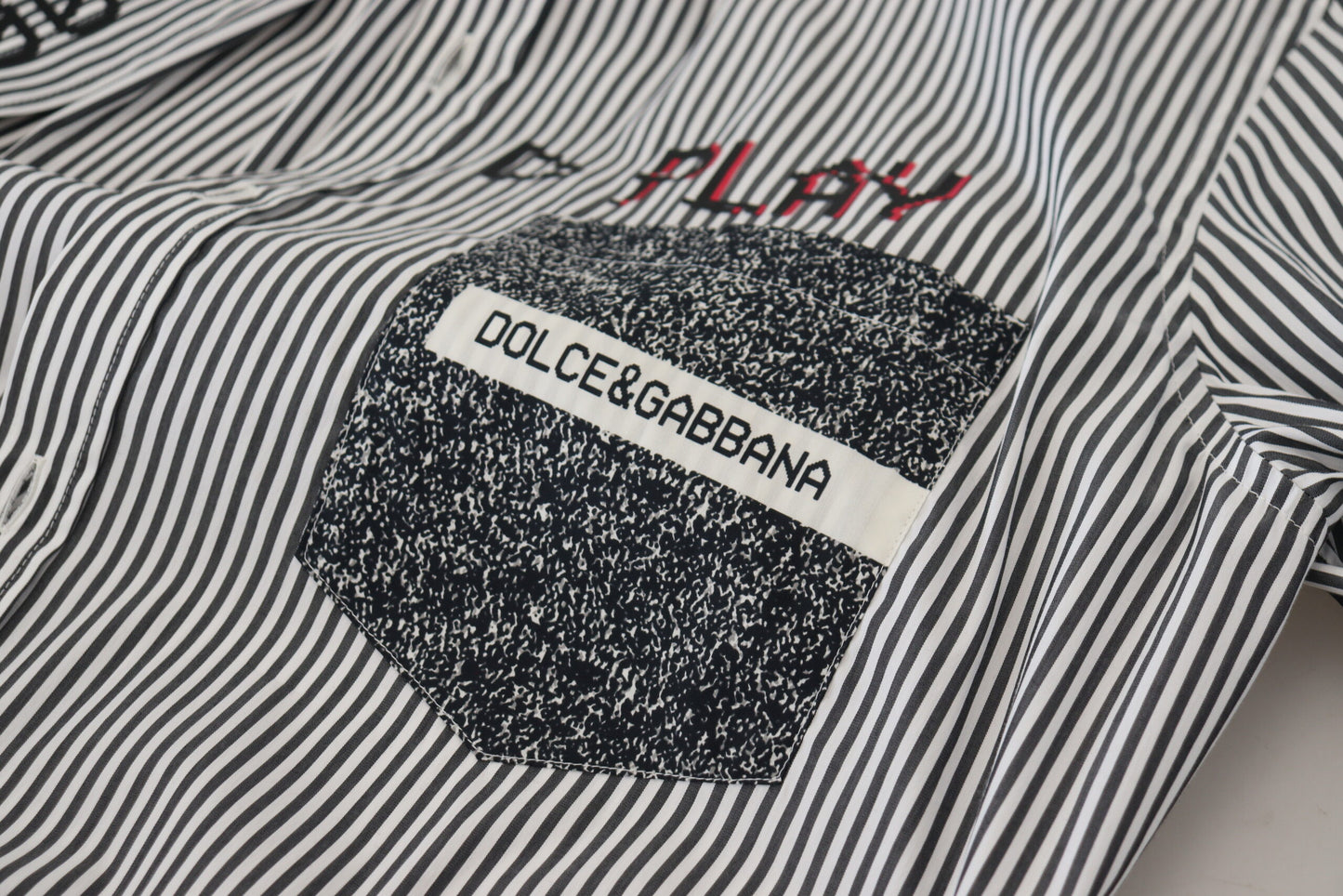 Black White Striped Printed Casual Cotton Shirt-Dolce & Gabbana-LabelTerrace.com