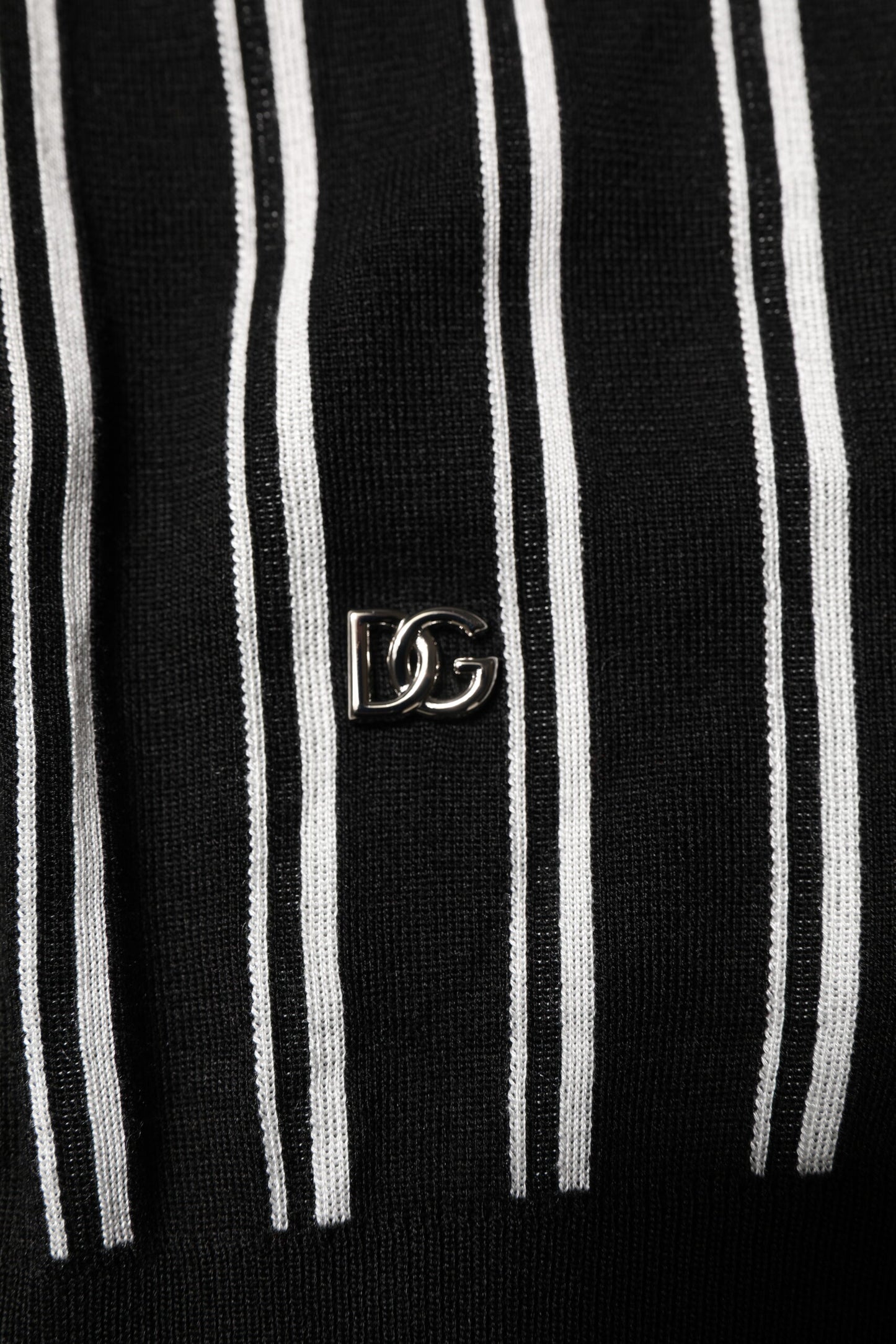 Black White Stripes Collared Polo T-shirt-Dolce & Gabbana-LabelTerrace.com