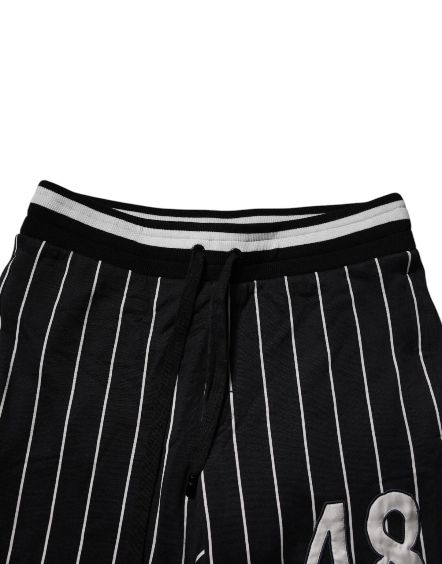 Black White Stripes Jogger Sweatpants Pants-Dolce & Gabbana-LabelTerrace.com