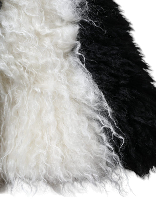 Black White Stripes Mohair Fur Bucket Hat-Dolce & Gabbana-LabelTerrace.com