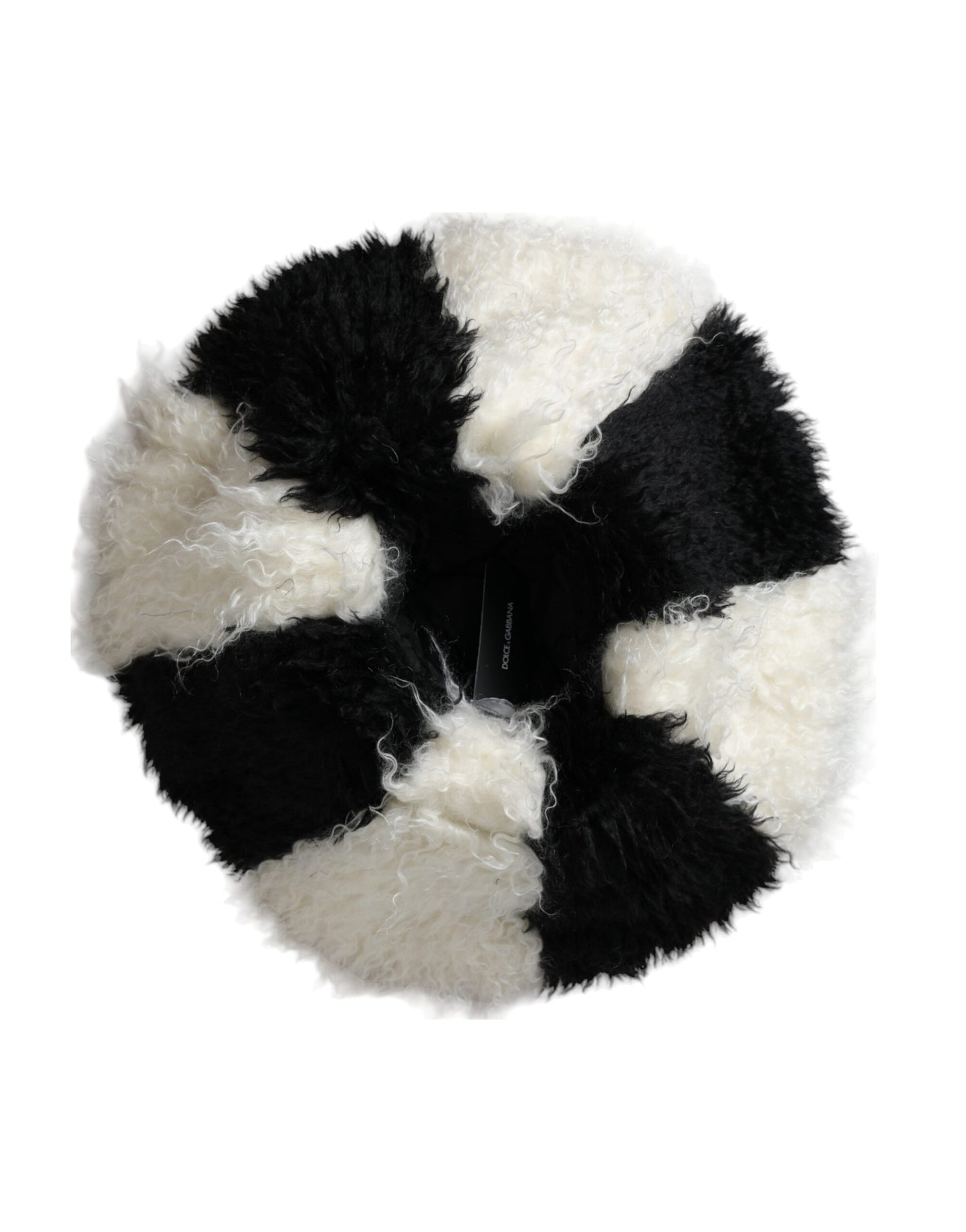 Black White Stripes Mohair Fur Bucket Hat-Dolce & Gabbana-LabelTerrace.com