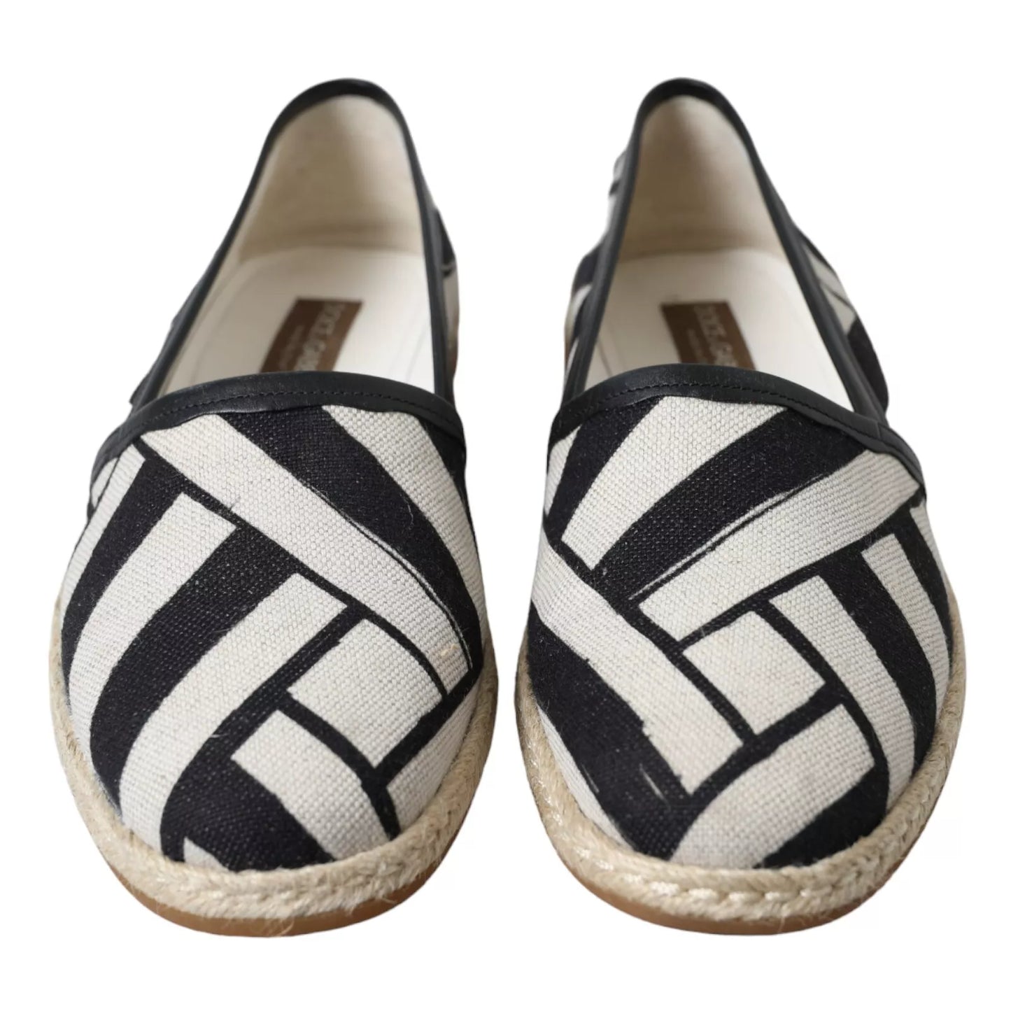 Black White Stripes Slip On Espadrille Shoes-Dolce & Gabbana-LabelTerrace.com