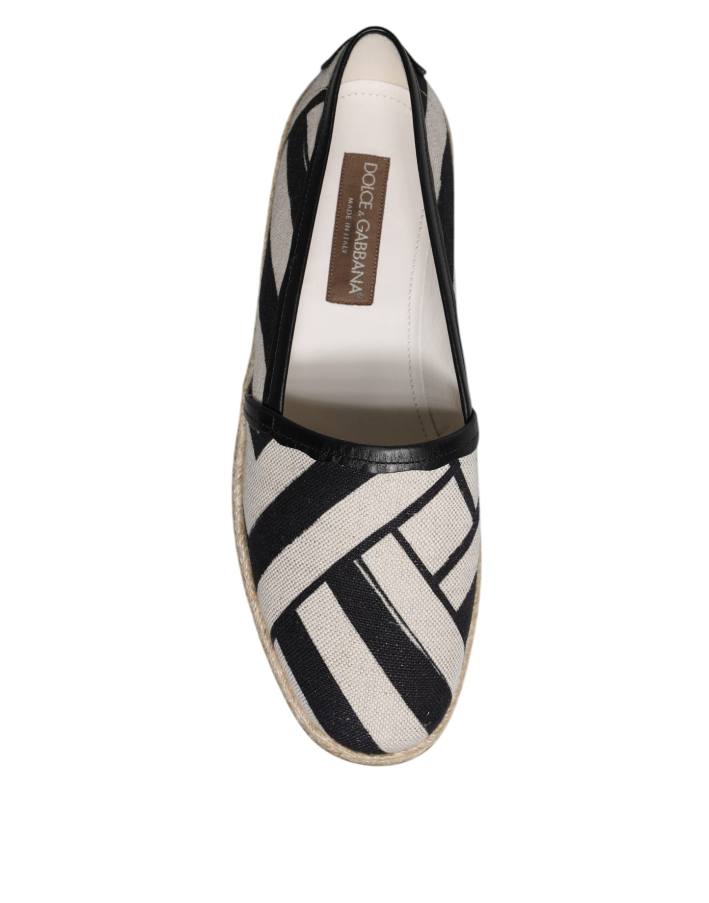 Black White Stripes Slip On Espadrille Shoes-Dolce & Gabbana-LabelTerrace.com