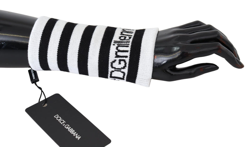 Black White Wool DGMillennials Wristband Wrap-Dolce & Gabbana-LabelTerrace.com
