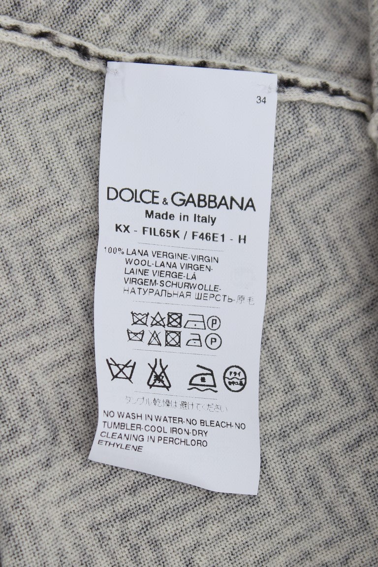 Black White Wool Top Cardigan Sweater-Dolce & Gabbana-LabelTerrace.com