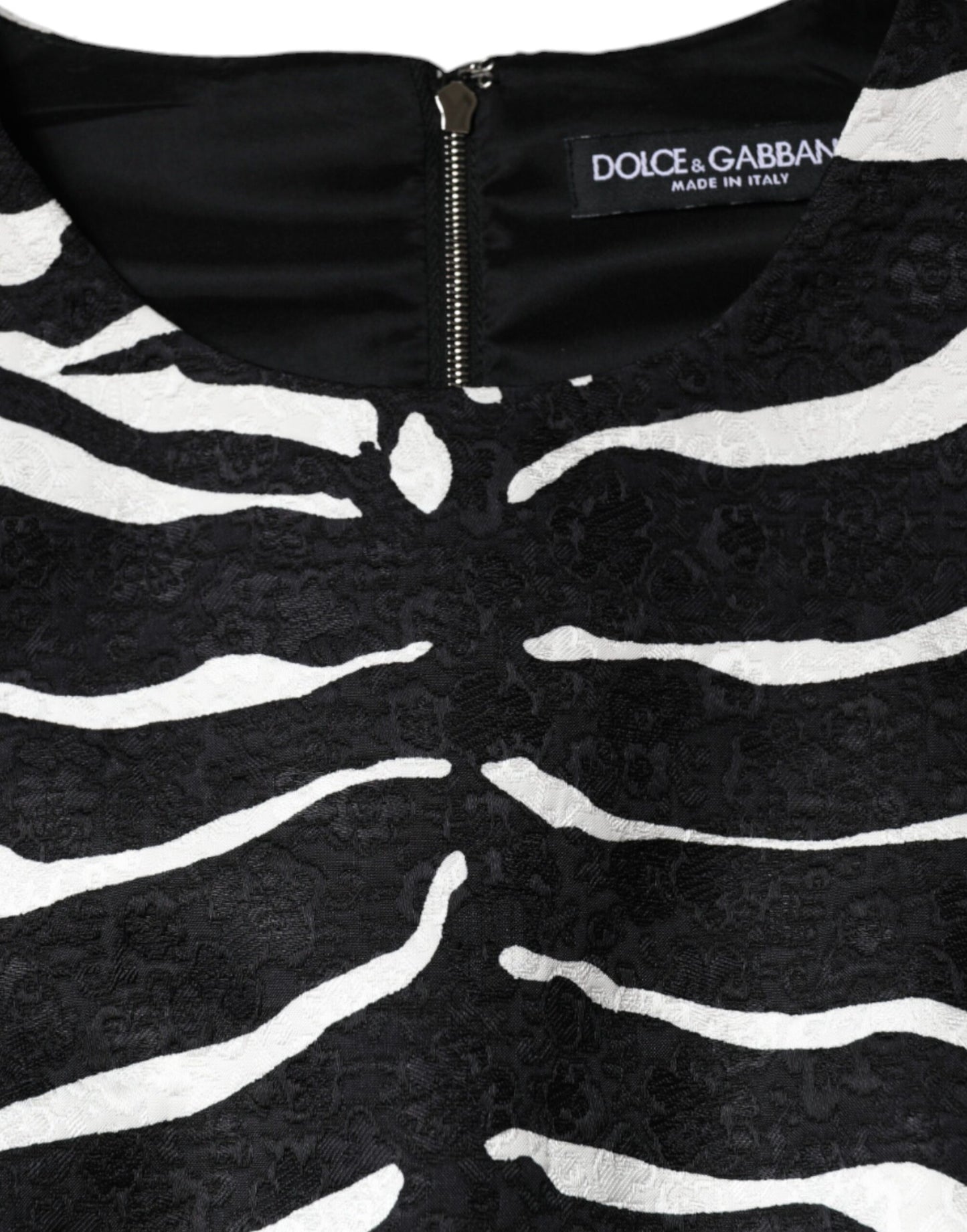Black White Zebra A-line Sheath Mini Dress-Dolce & Gabbana-LabelTerrace.com