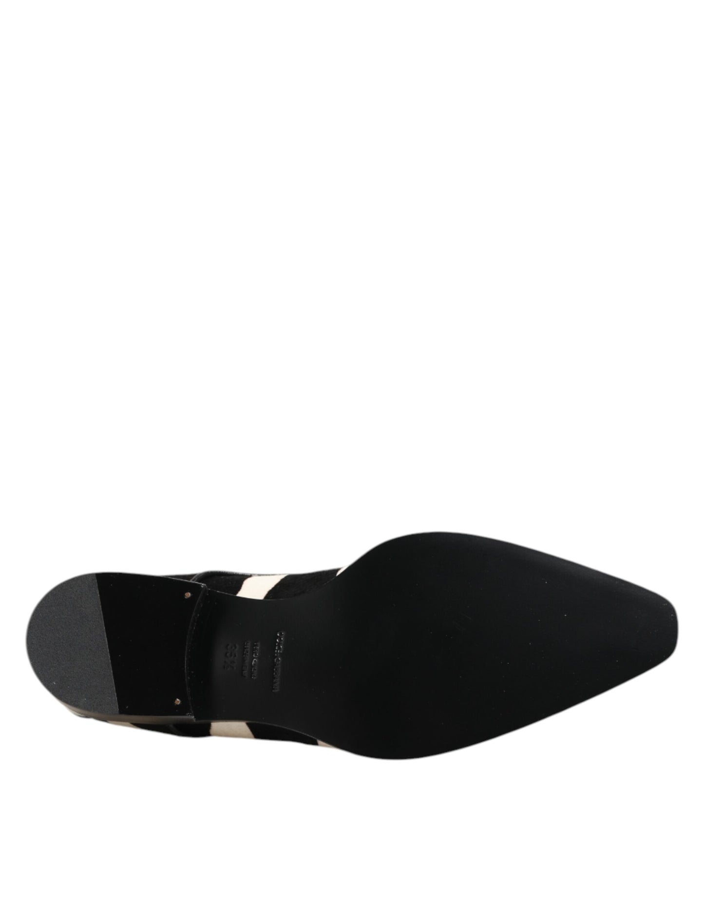 Black White Zebra Pony Fur Dress Shoes-Dolce & Gabbana-LabelTerrace.com