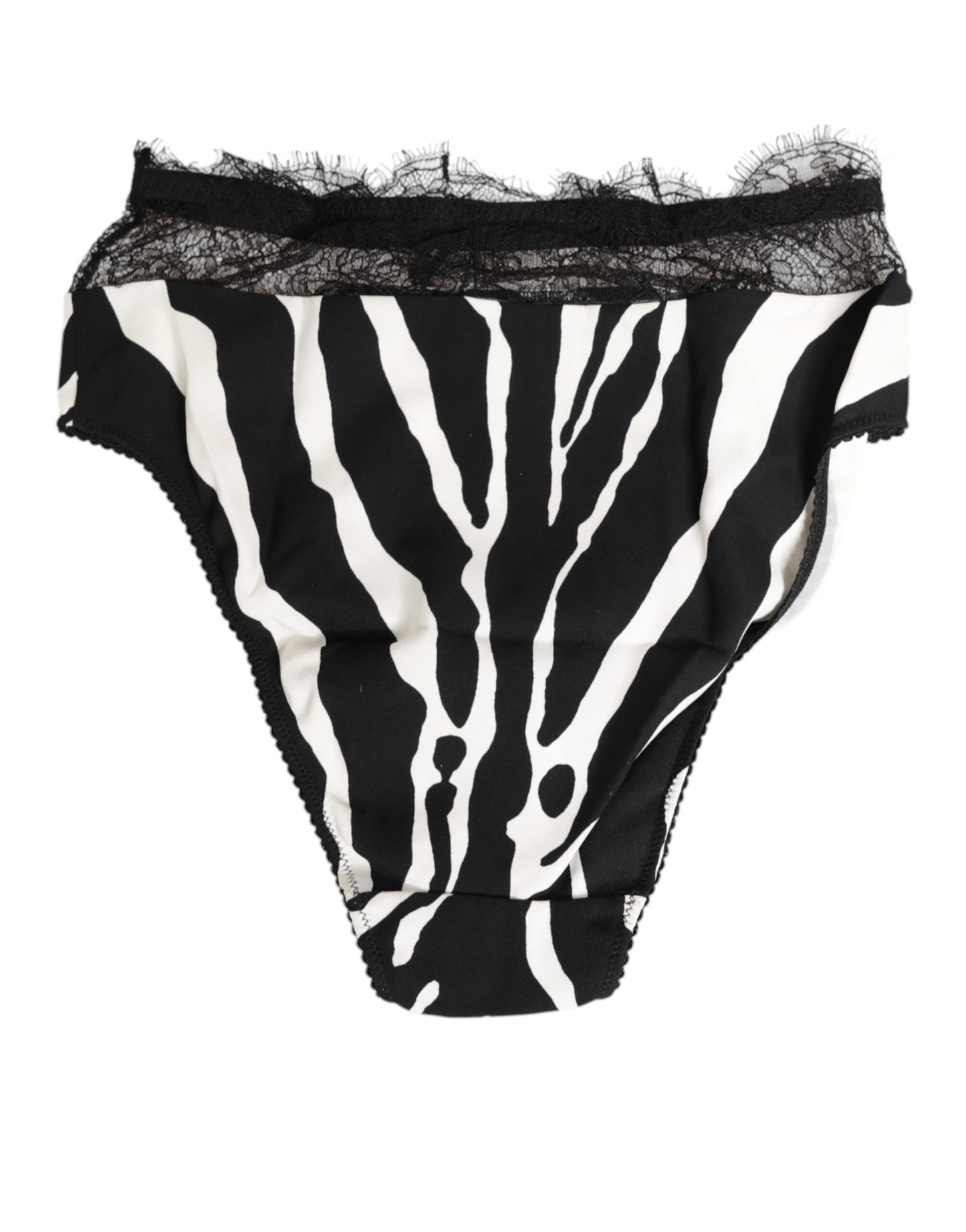 Black White Zebra Print Lace Trim High Underwear-Dolce & Gabbana-LabelTerrace.com