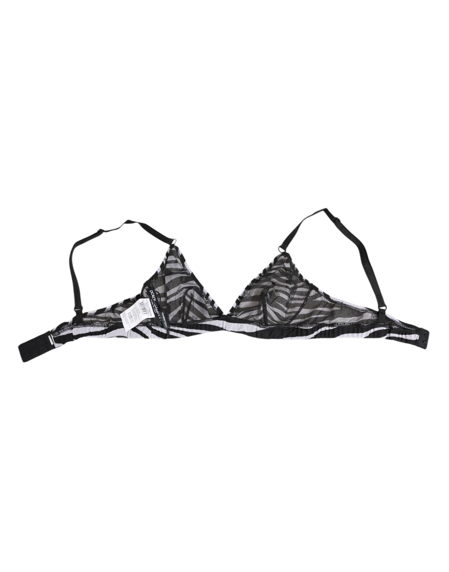 Black White Zebra Print Sheer Mesh Bralette Underwear-Dolce & Gabbana-LabelTerrace.com
