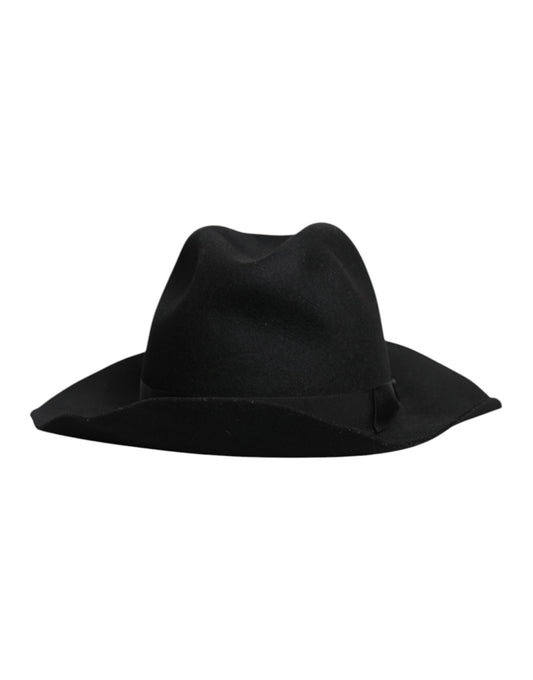 Black Wide Brim Trilby Fedora Hat-Dolce & Gabbana-LabelTerrace.com