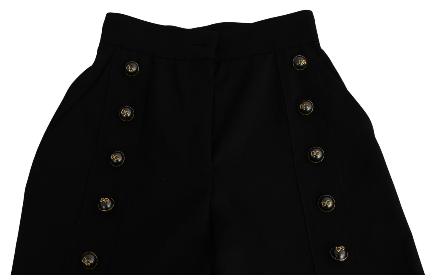 Black Wide Wool Leg Cropped Trouser Pant-Dolce & Gabbana-LabelTerrace.com