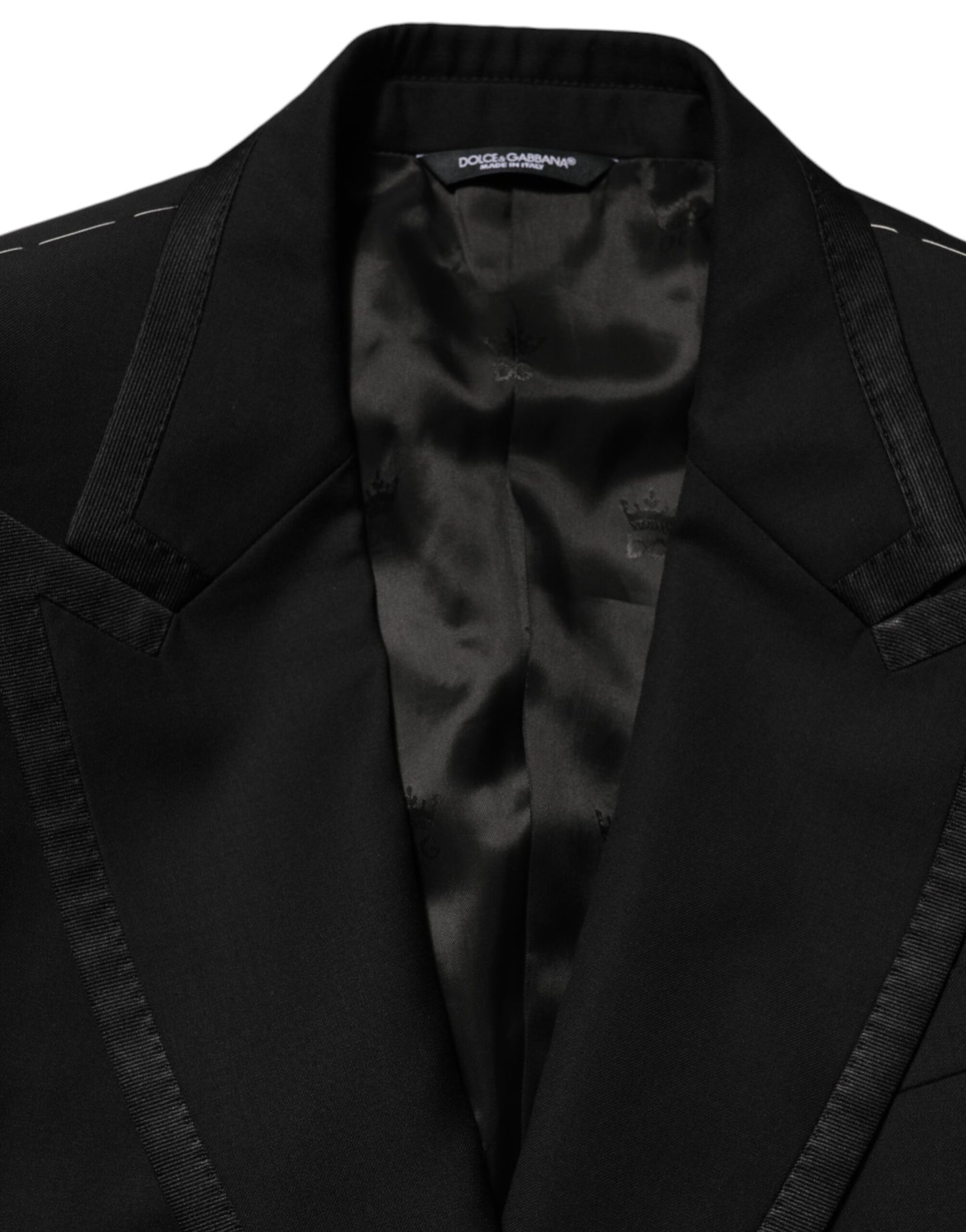 Black Wool 1 Button Suit Jacket Men Blazer-Dolce & Gabbana-LabelTerrace.com
