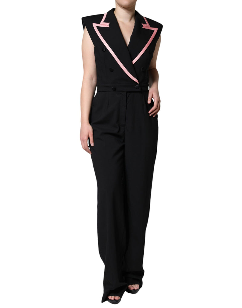 Black Wool Blend Sleeveless Jumpsuit Dress-Dolce & Gabbana-LabelTerrace.com
