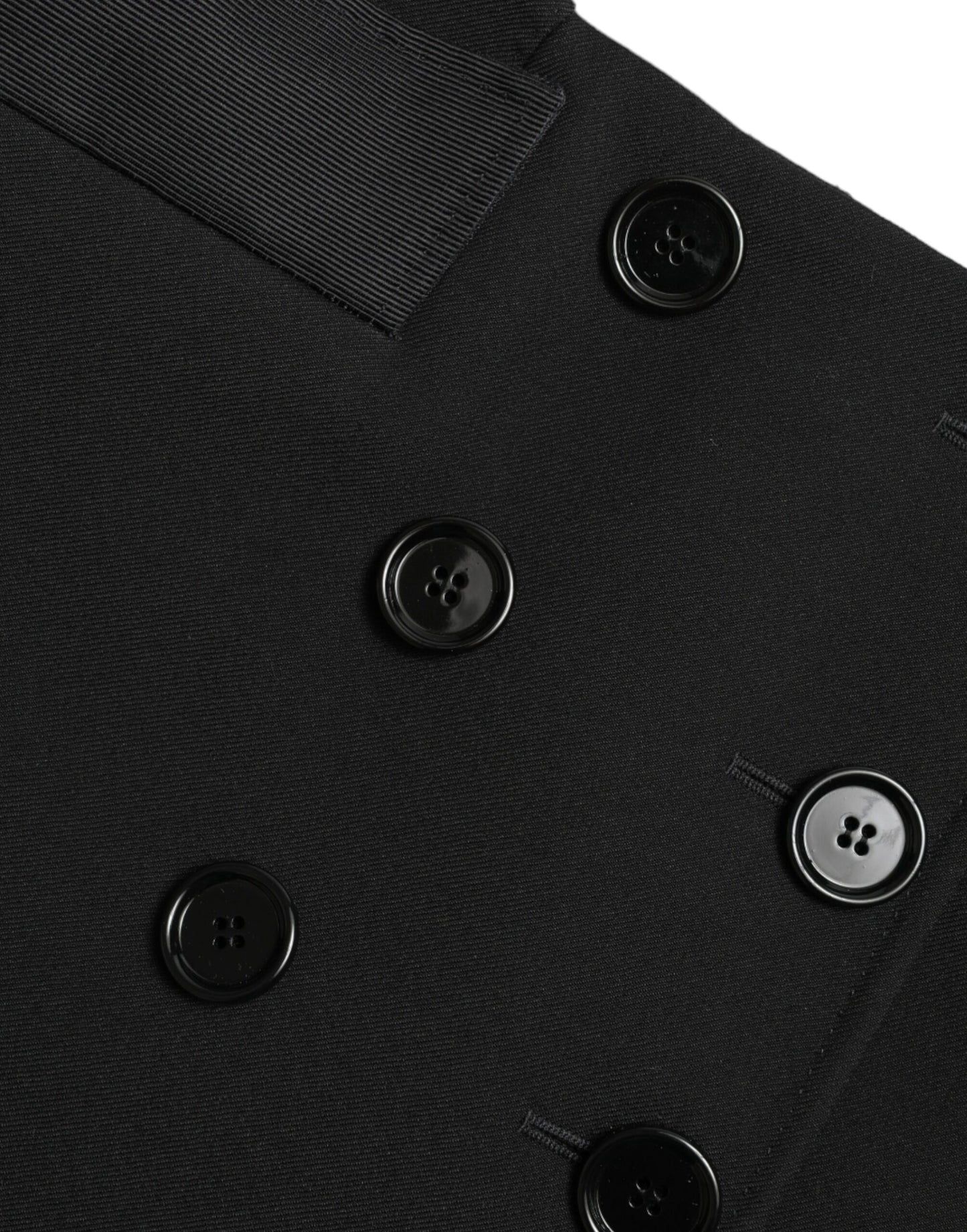 Black Wool Button High Waist Aline Mini Skirt-Dolce & Gabbana-LabelTerrace.com