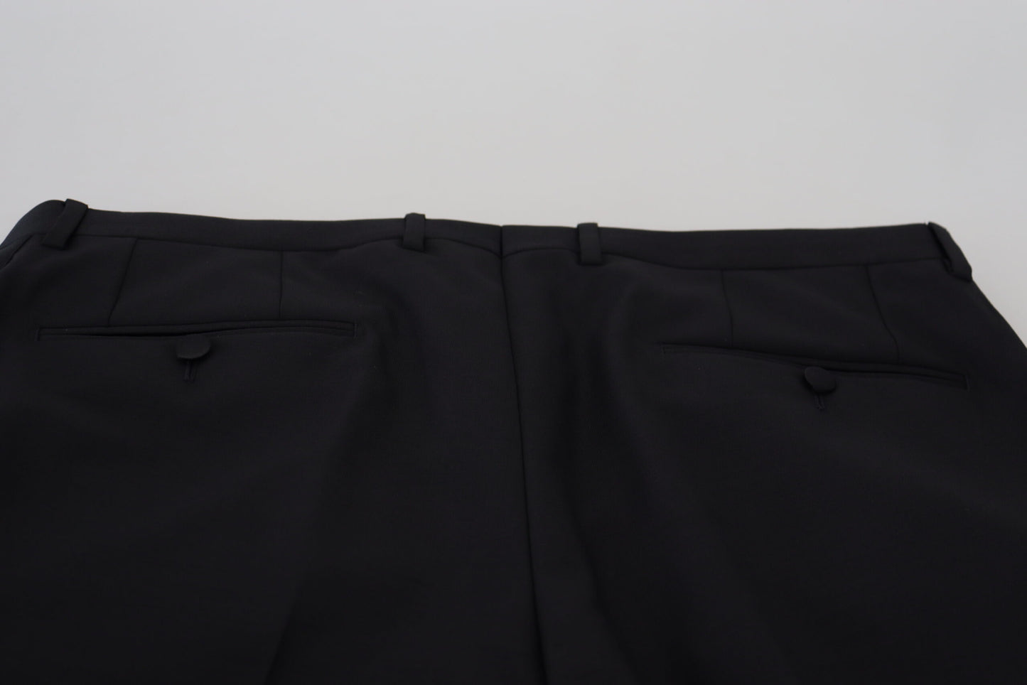 Black Wool Chino Dress Formal Pants-Dolce & Gabbana-LabelTerrace.com