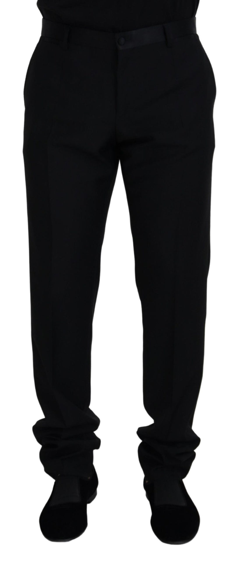 Black Wool Chino Formal Pants-Dolce & Gabbana-LabelTerrace.com