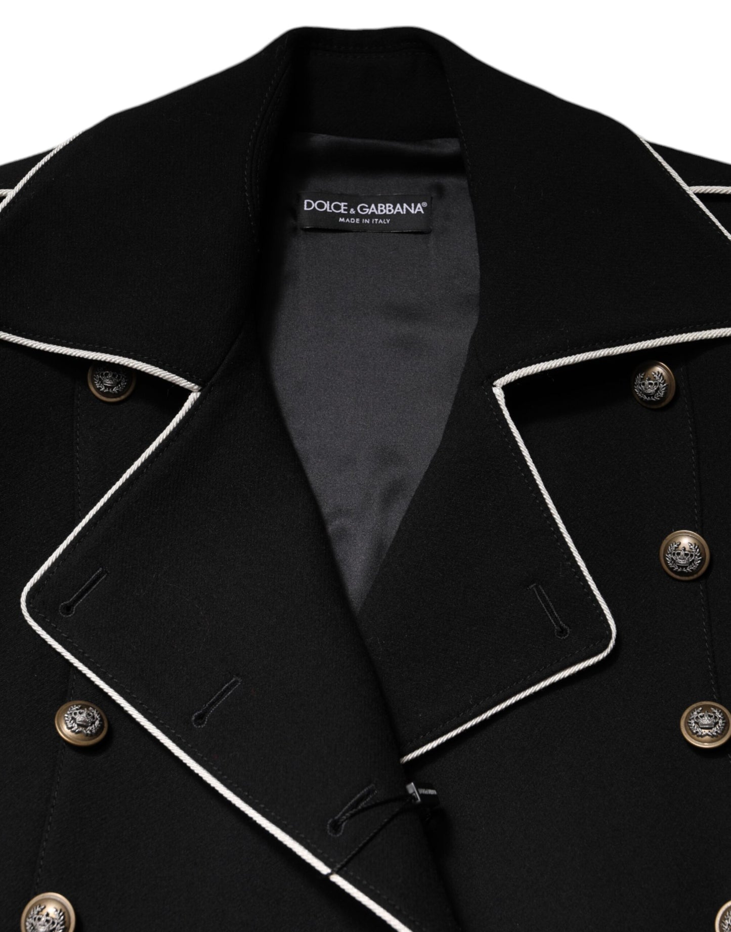 Black Wool Double Breasted Blazer Jacket-Dolce & Gabbana-LabelTerrace.com