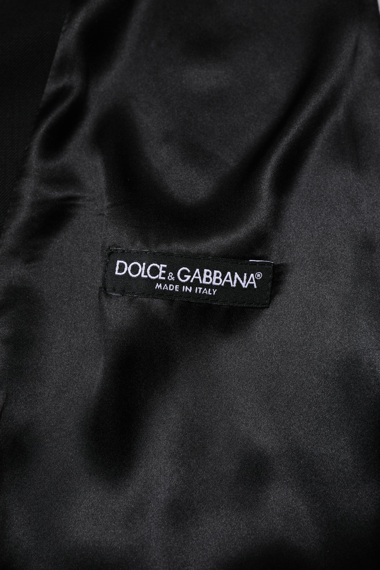 Black Wool Dress Formal Men Waistcoat Vest-Dolce & Gabbana-LabelTerrace.com