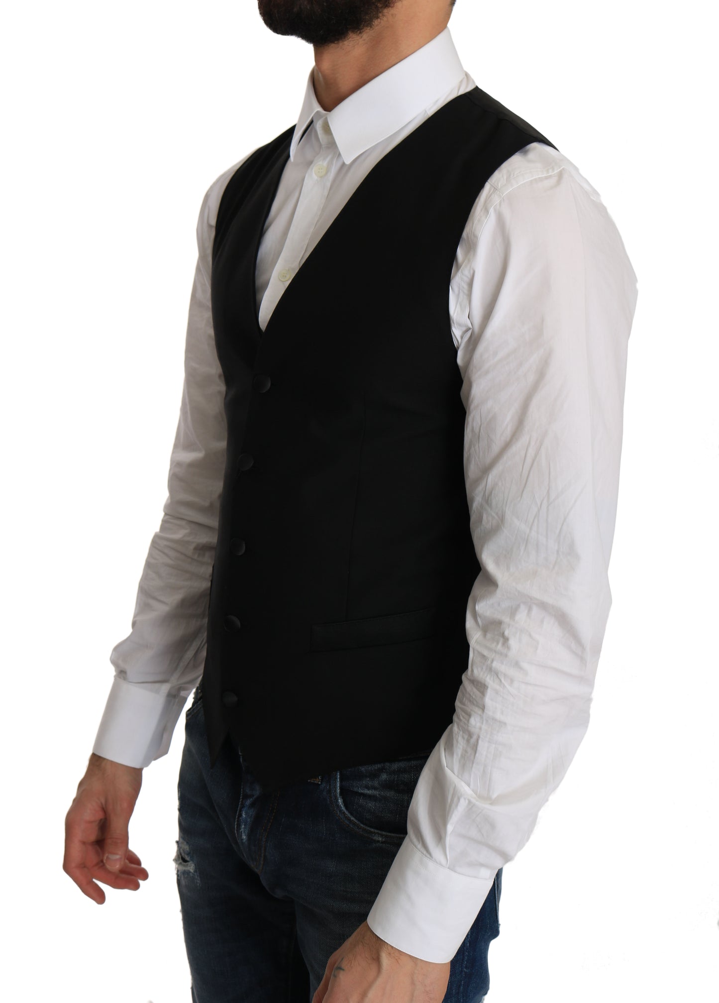 Black Wool Dress Waistcoat-Dolce & Gabbana-LabelTerrace.com