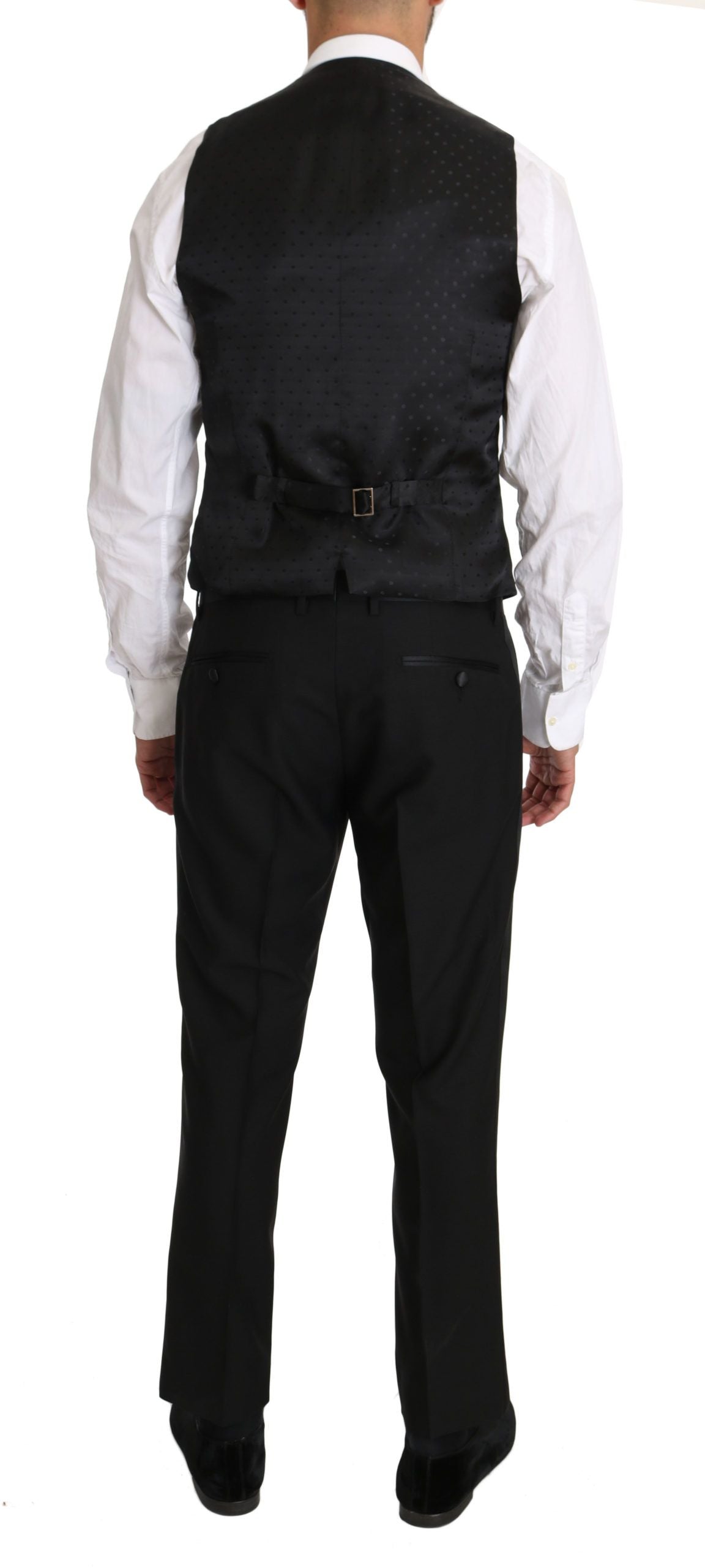 Black Wool Dress Waistcoat Gillet Vest-Dolce & Gabbana-LabelTerrace.com