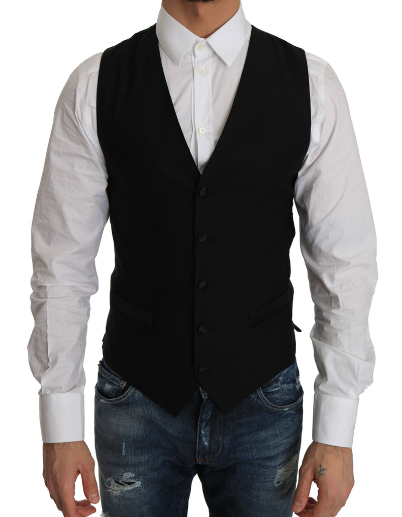 Black Wool Dress Waistcoat-Dolce & Gabbana-LabelTerrace.com
