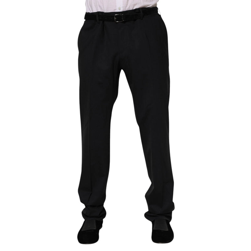 Black Wool Formal Dress Men Trousers Pants-Dolce & Gabbana-LabelTerrace.com