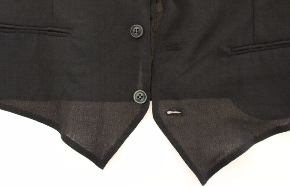 Black Wool Formal Dress Vest Gilet Jacket-Dolce & Gabbana-LabelTerrace.com