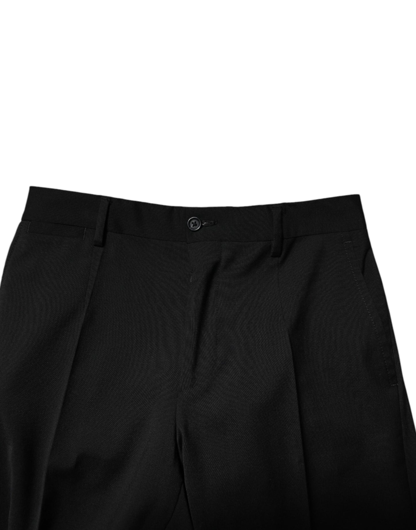 Black Wool Formal Men Cropped Pants-Dolce & Gabbana-LabelTerrace.com