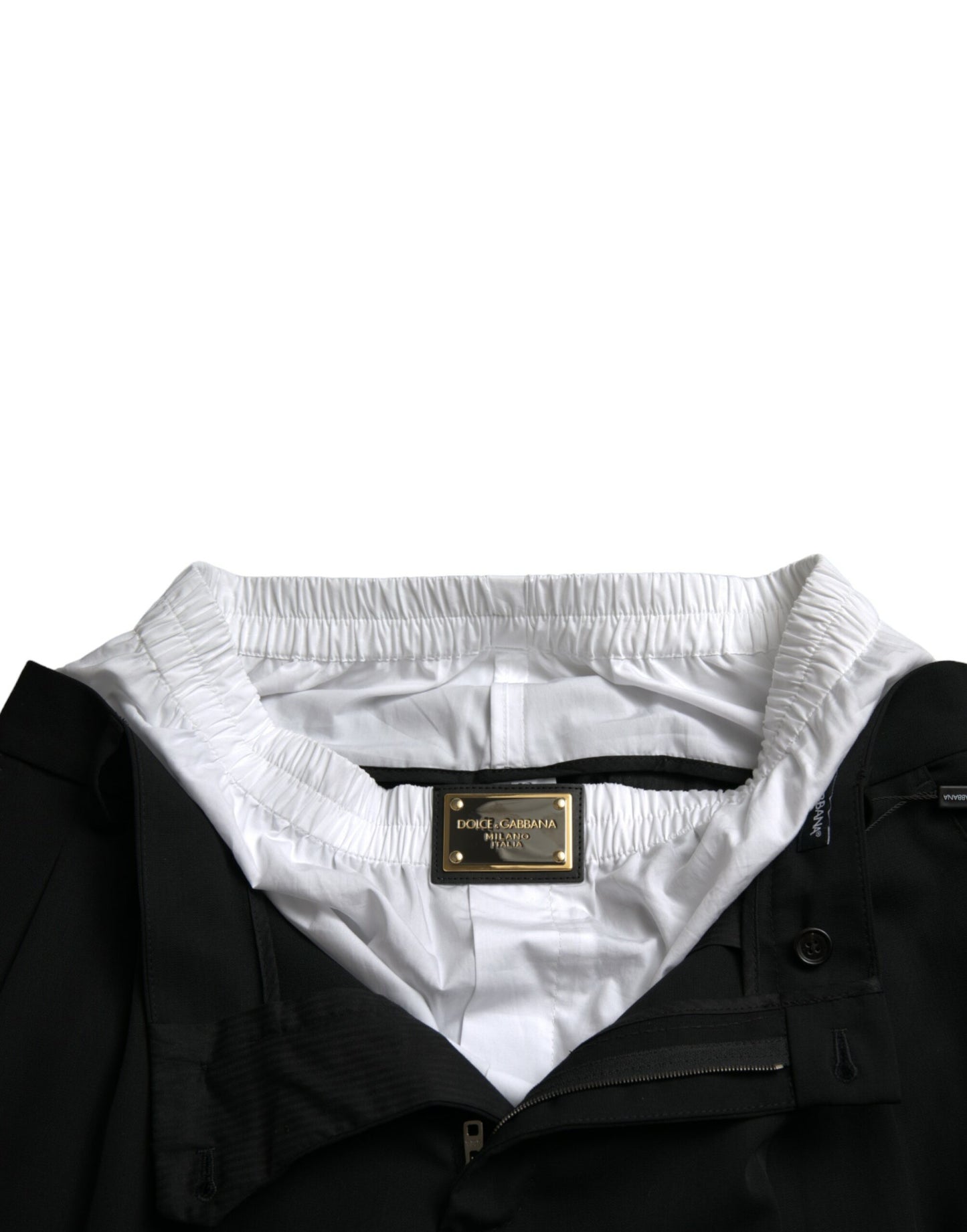 Black Wool Formal Straight Fit Dress Pants-Dolce & Gabbana-LabelTerrace.com