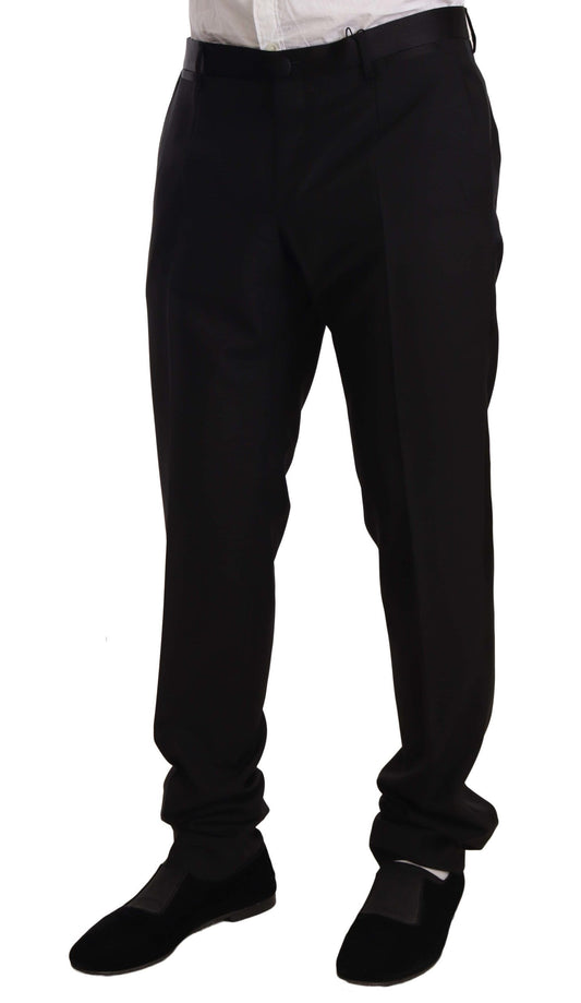 Black Wool Formal Tuxedo Trouser Pants-Dolce & Gabbana-LabelTerrace.com
