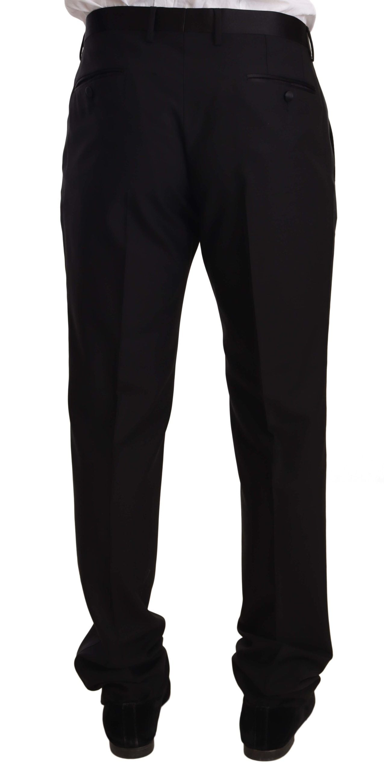 Black Wool Formal Tuxedo Trouser Pants-Dolce & Gabbana-LabelTerrace.com