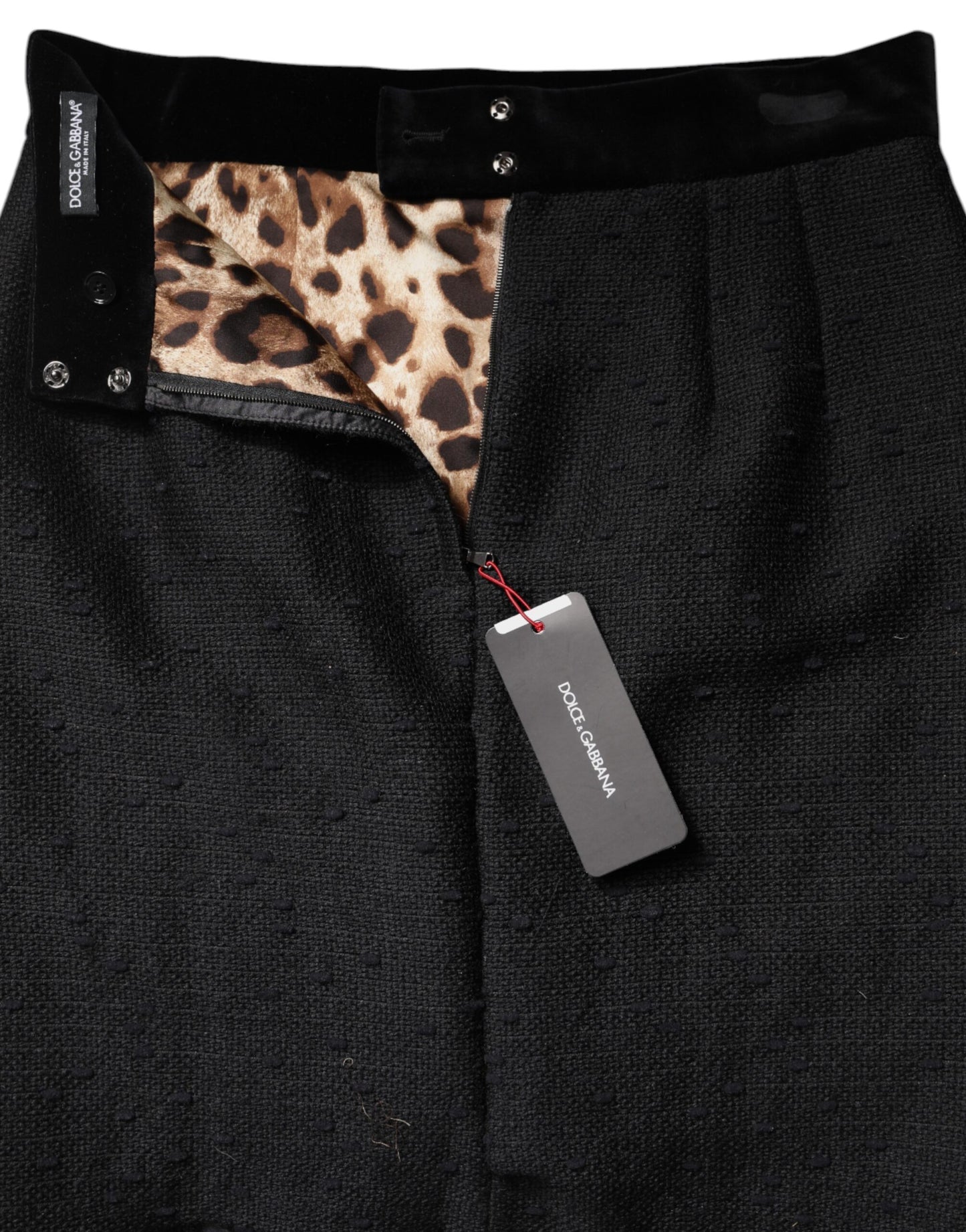 Black Wool Fringe High Waist Pencil Mini Skirt-Dolce & Gabbana-LabelTerrace.com