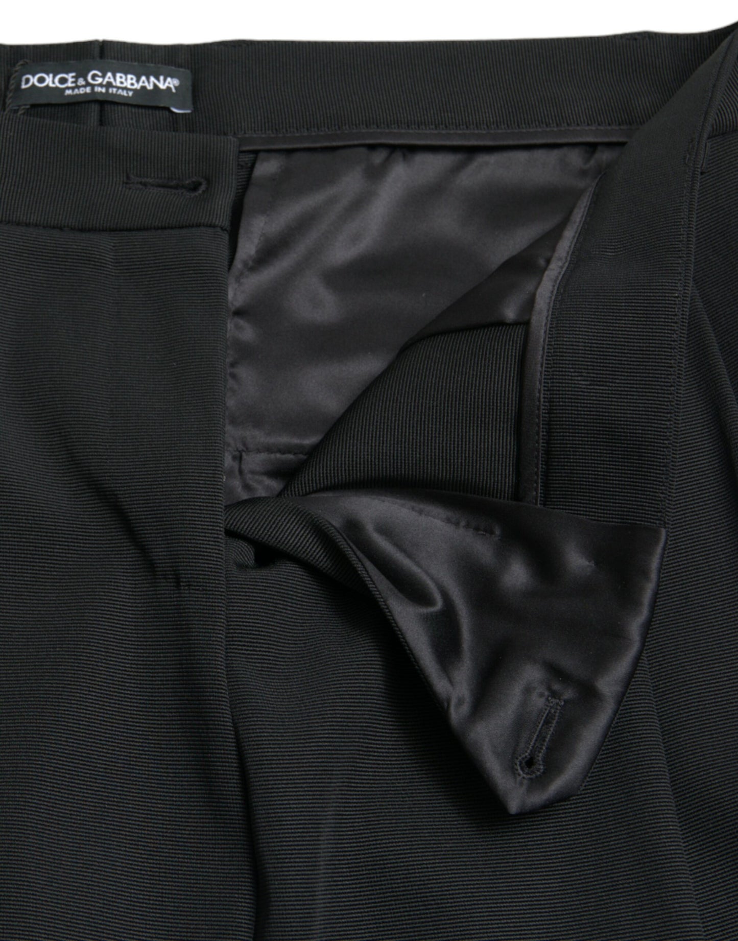 Black Wool High Waist Cropped Tapered Pants-Dolce & Gabbana-LabelTerrace.com