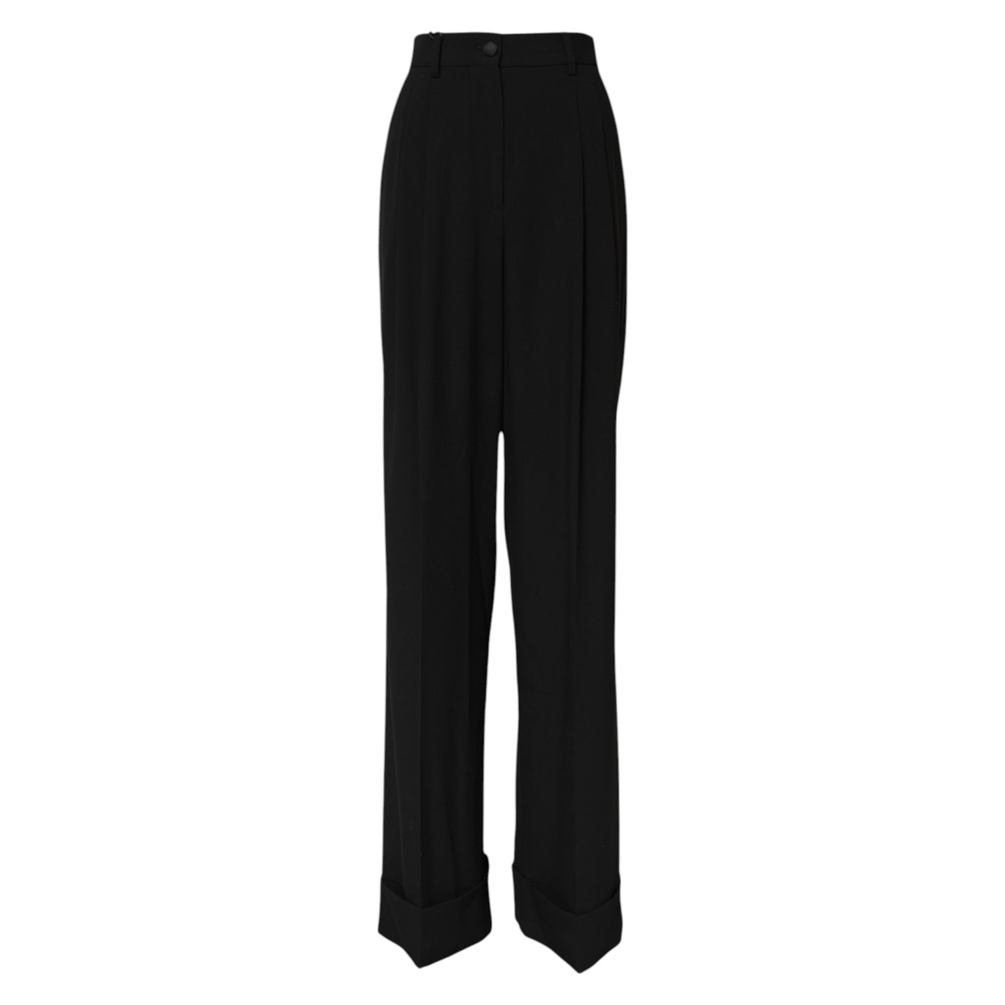 Black Wool High Waist Formal Pants-Dolce & Gabbana-LabelTerrace.com