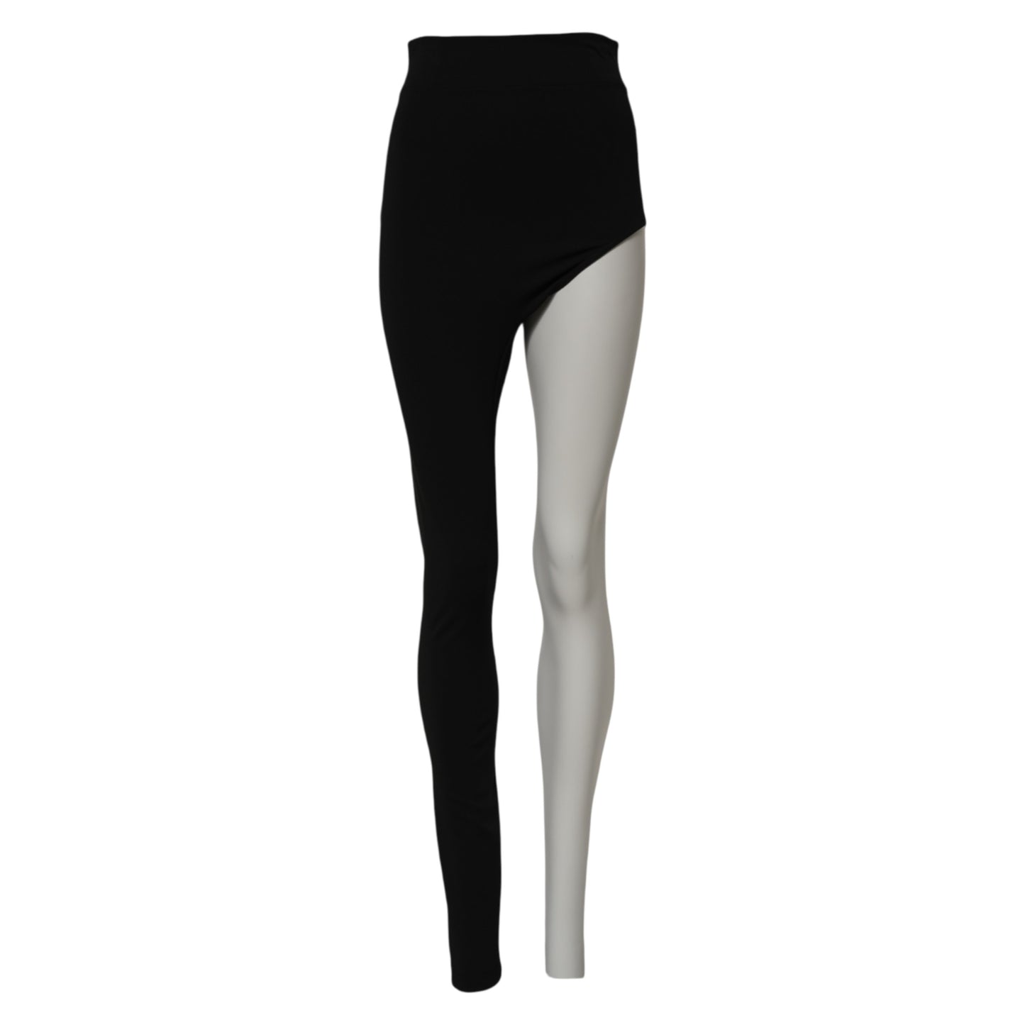 Black Wool High Waist Single Leg Pants-Dolce & Gabbana-LabelTerrace.com
