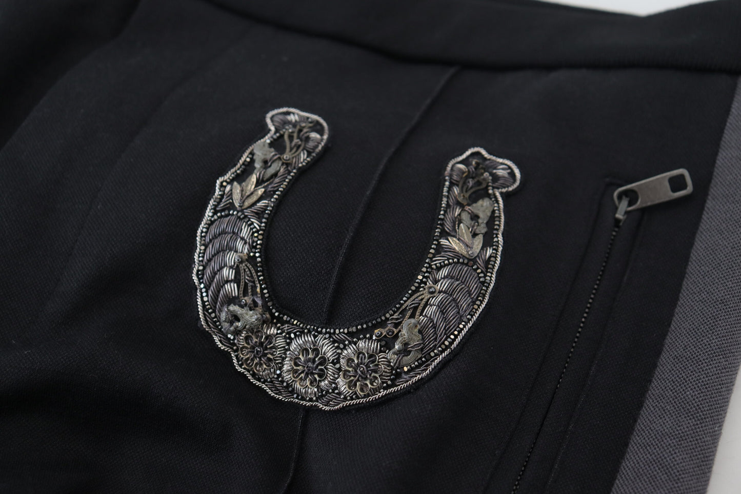 Black Wool Horseshoe Jogger Pants-Dolce & Gabbana-LabelTerrace.com