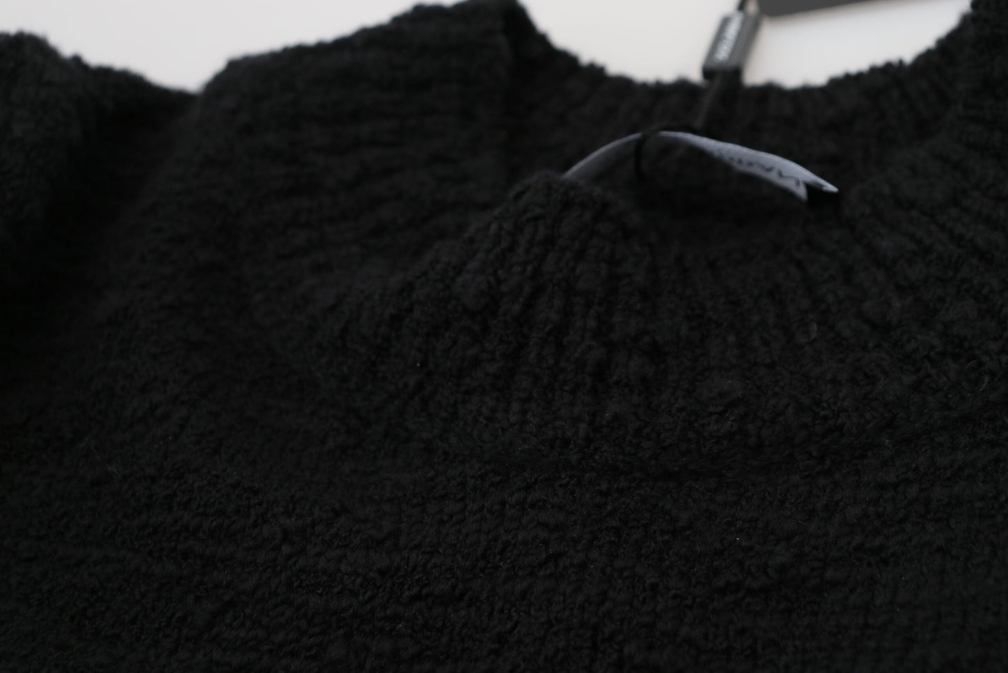 Black Wool Knit Crewneck Pullover Sweater-Dolce & Gabbana-LabelTerrace.com