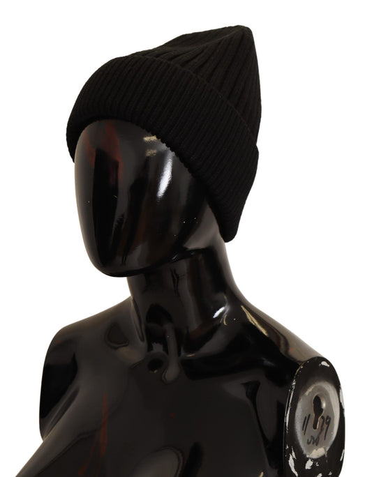 Black Wool Knit Women Winter Hat-Dolce & Gabbana-LabelTerrace.com