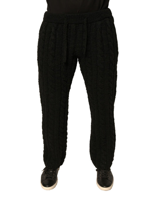 Black Wool Knitted Skinny Pants-Dolce & Gabbana-LabelTerrace.com