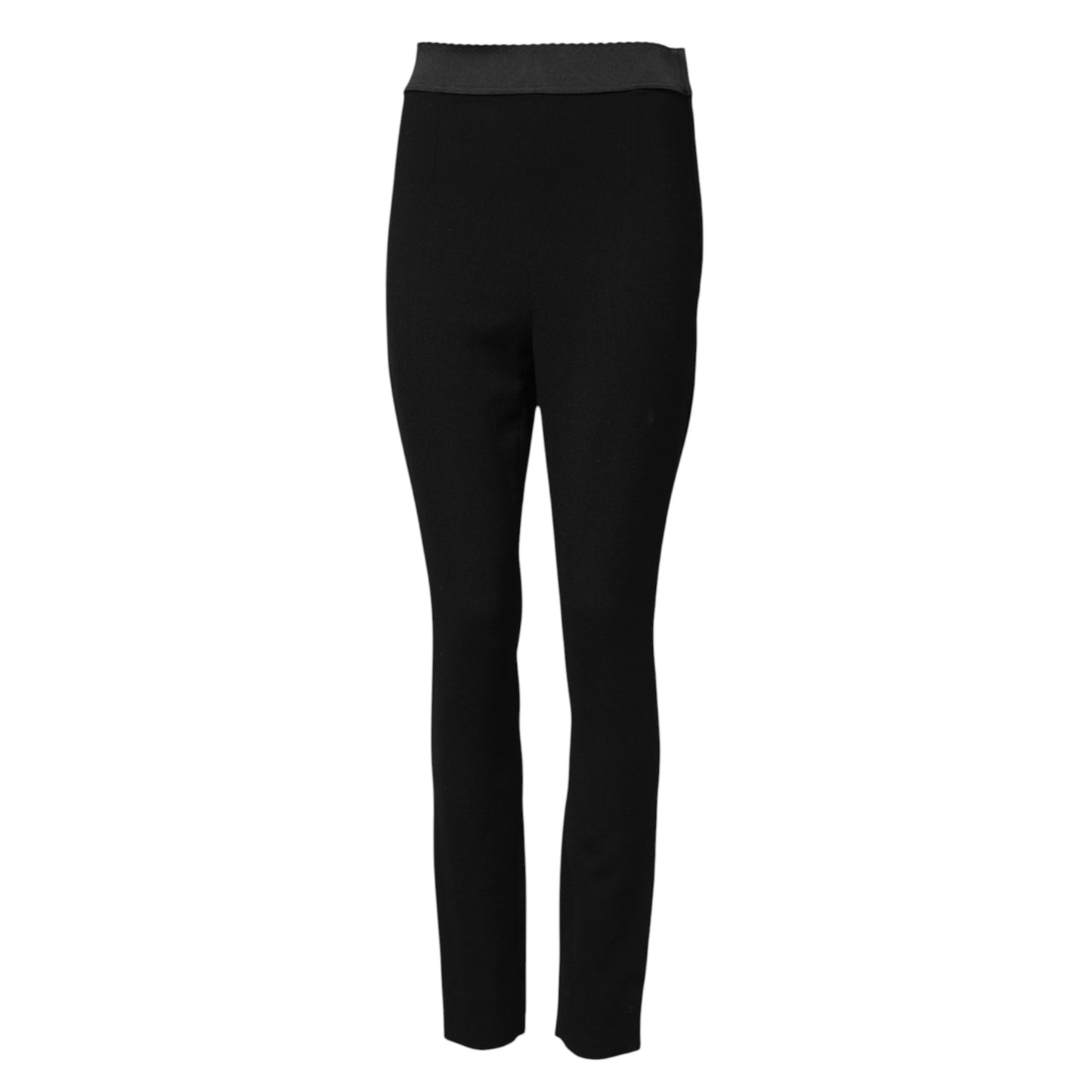Black Wool Leggings Stretch Pants-Dolce & Gabbana-LabelTerrace.com